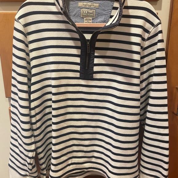 Vintage LL Bean Striped Quarter Zip Pullover Sweater Men’s Medium - Picture 2 of 5
